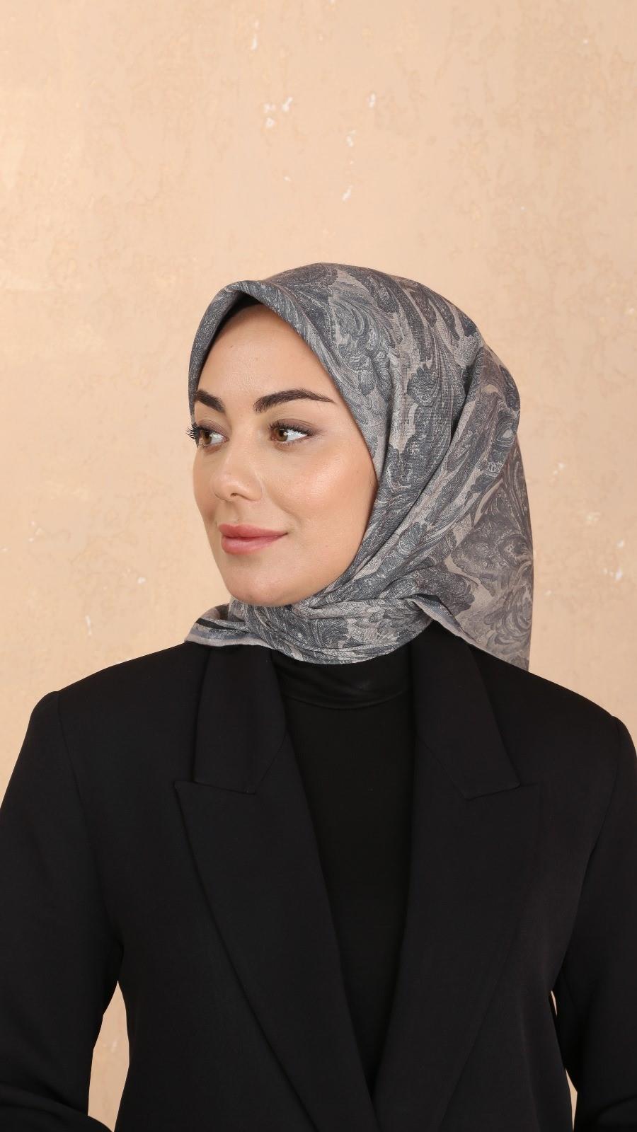 Locella Soft Pamuk Eşarp Gri-2