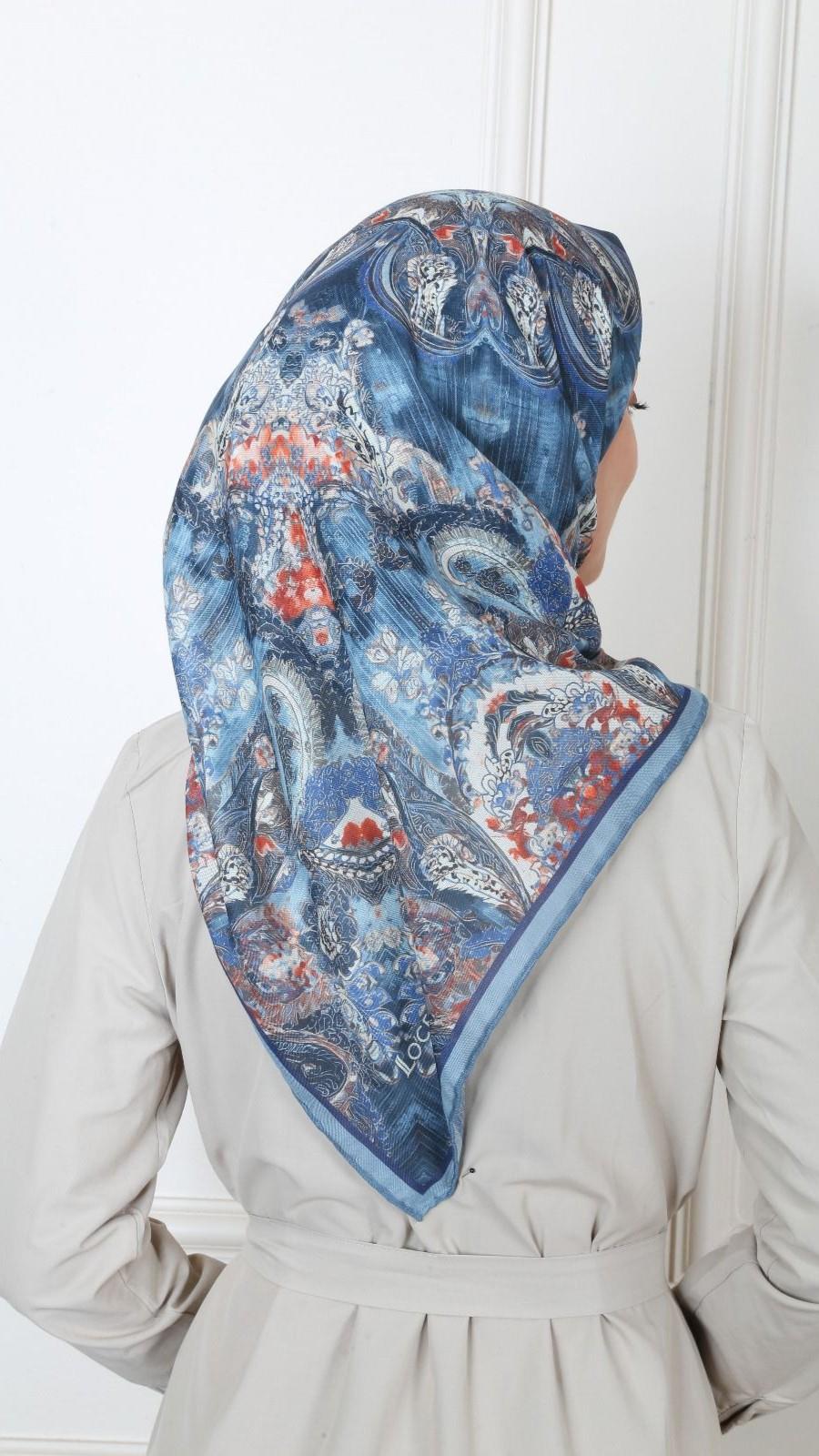 Locella Soft Pamuk Eşarp Mavi-4