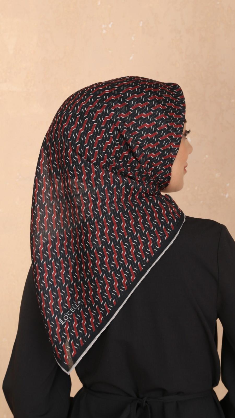 Locella Soft Pamuk Eşarp Siyah Kırmızı-10