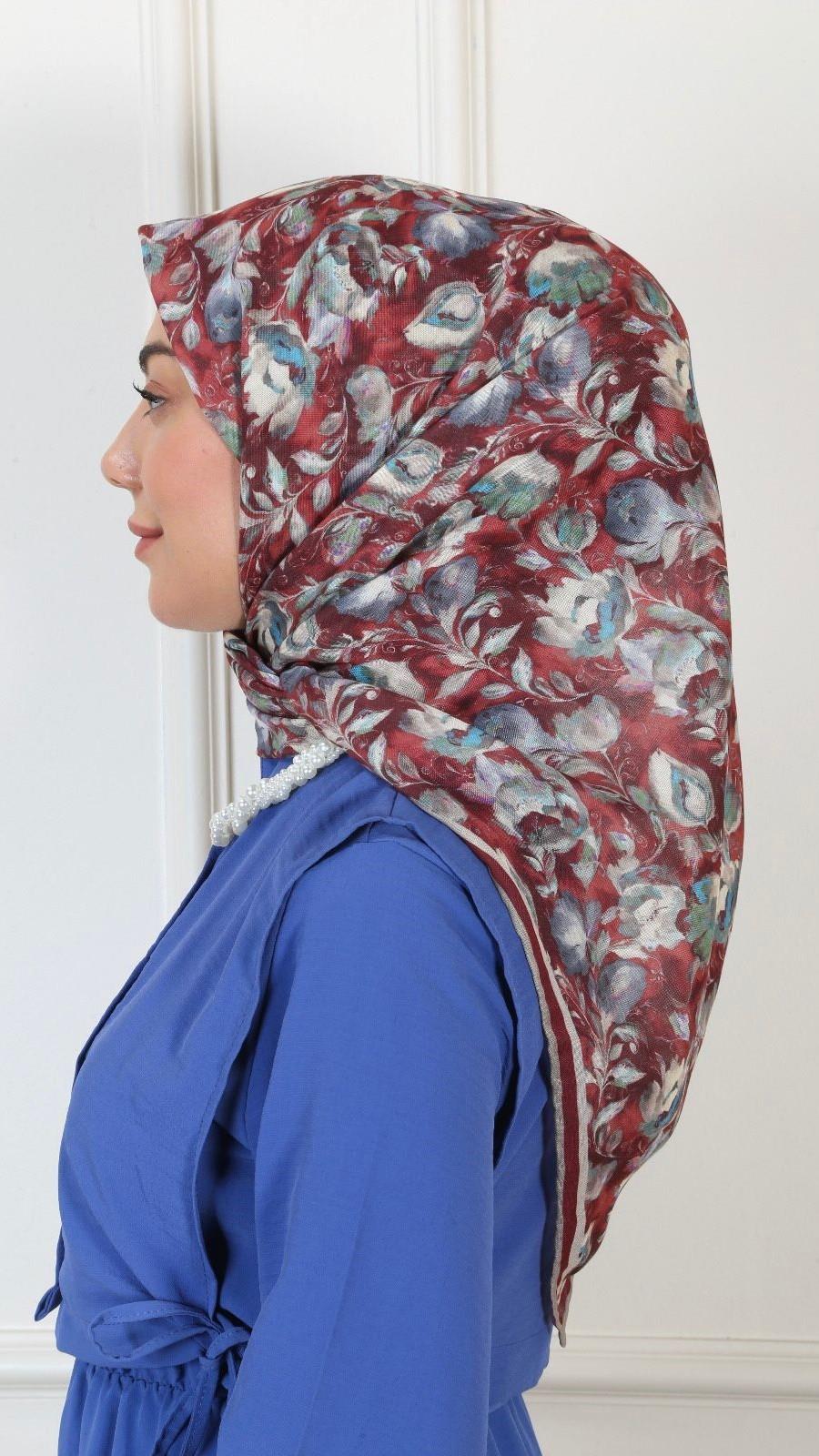 Locella Soft Pamuk Eşarp Bordo-3