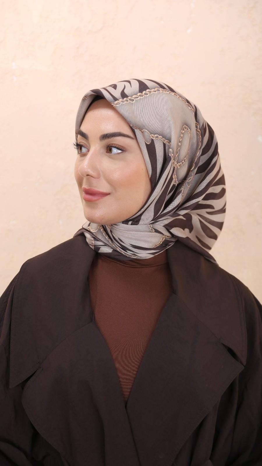 Locella Soft Pamuk Eşarp Kahve Bej-2