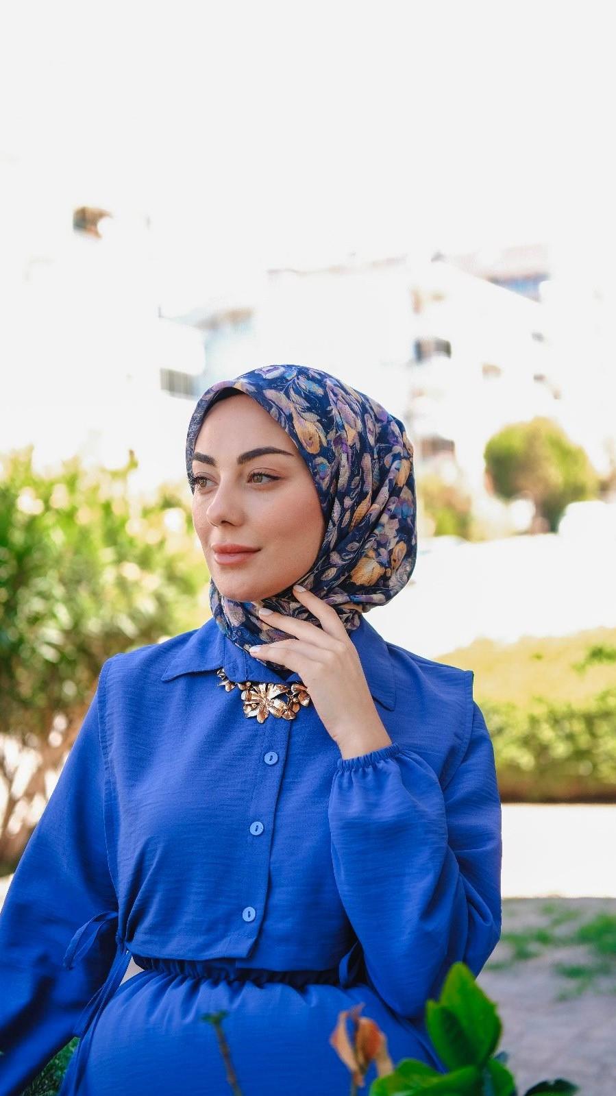 Locella Soft Pamuk Eşarp Lacivert-11