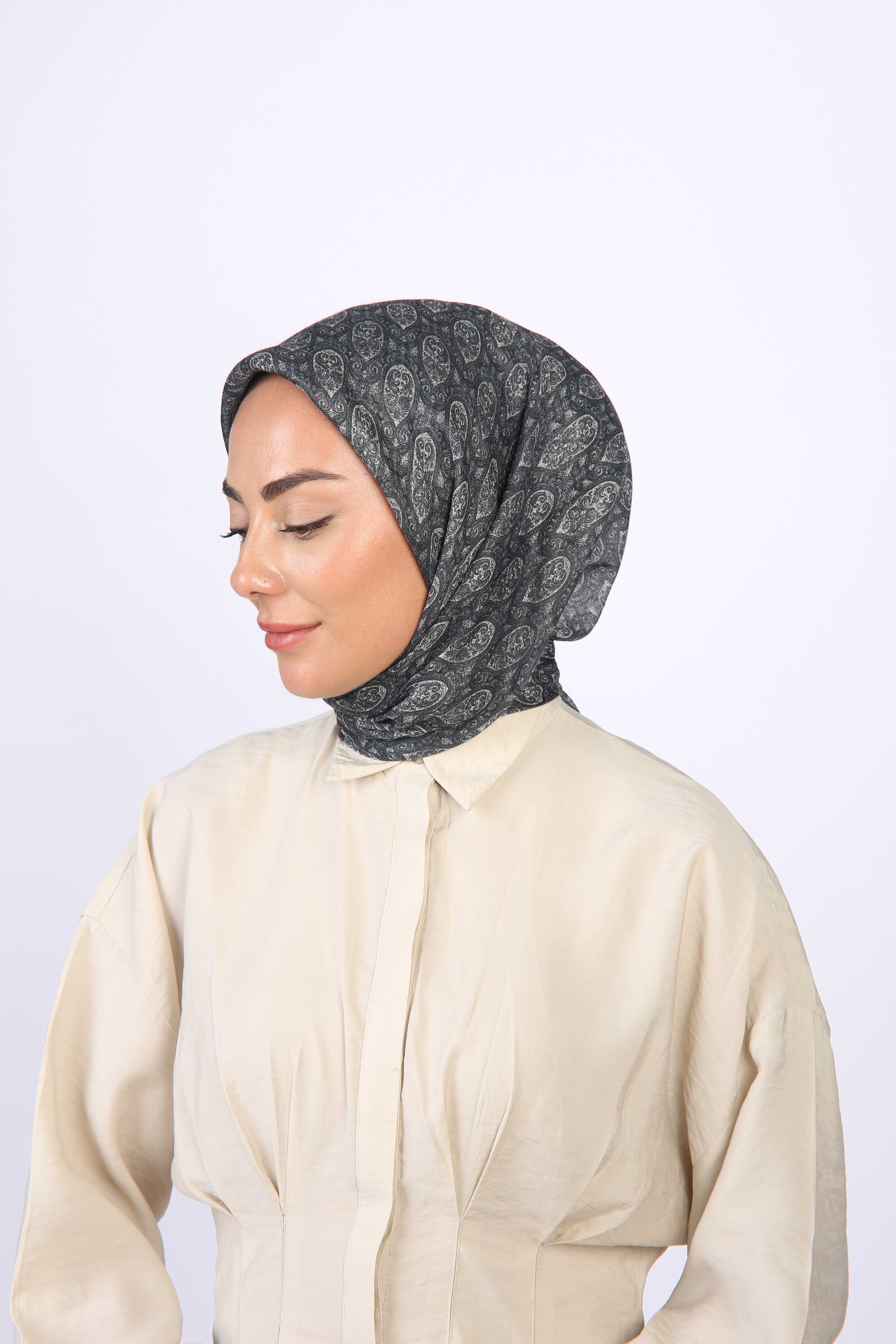 Locella Soft Pamuk Eşarp Siyah Gri