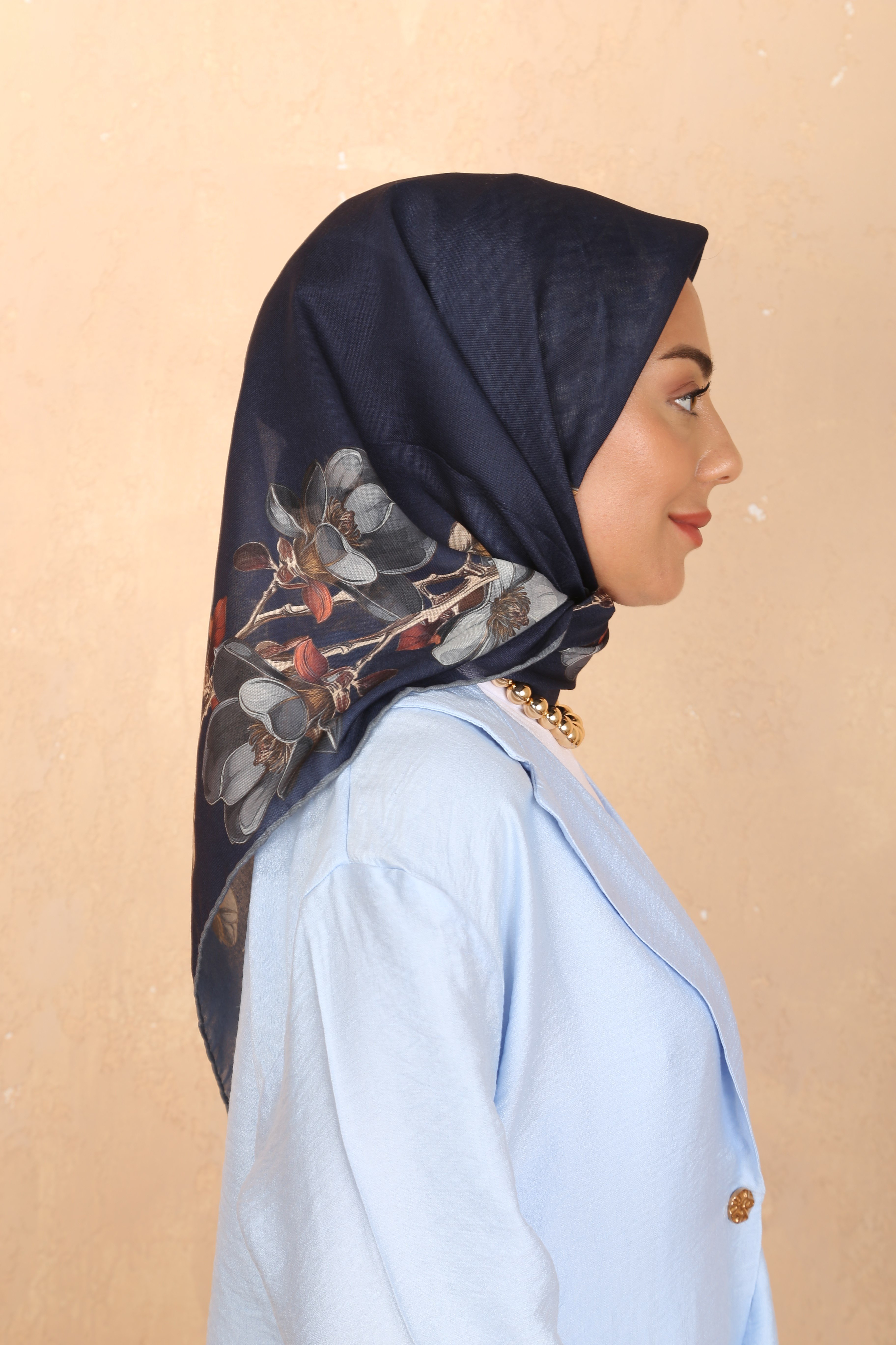 Locella Soft Pamuk Eşarp-Lacivert Gri