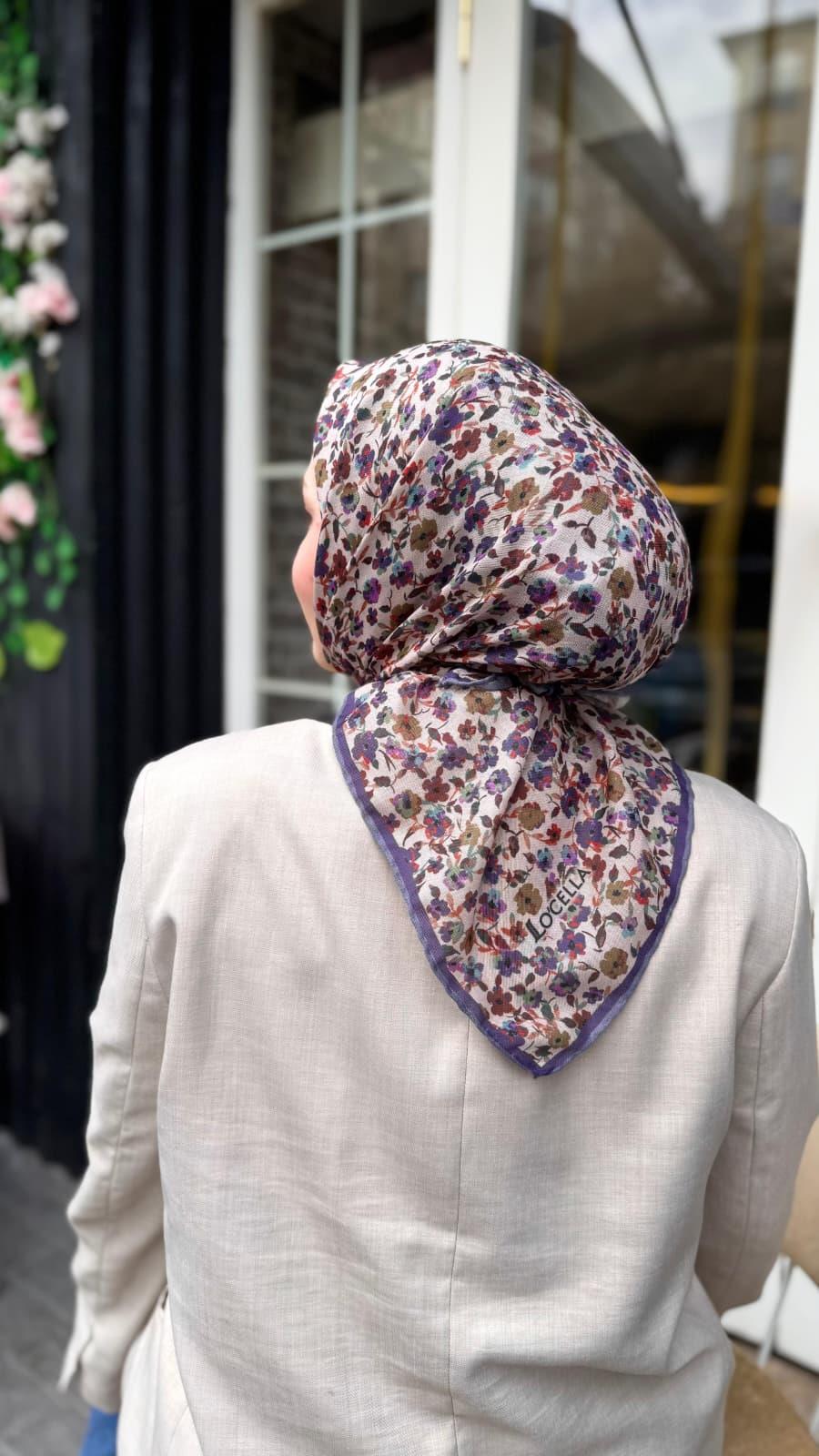 Locella Soft Pamuk Eşarp Mor Yağ Yeşili-17