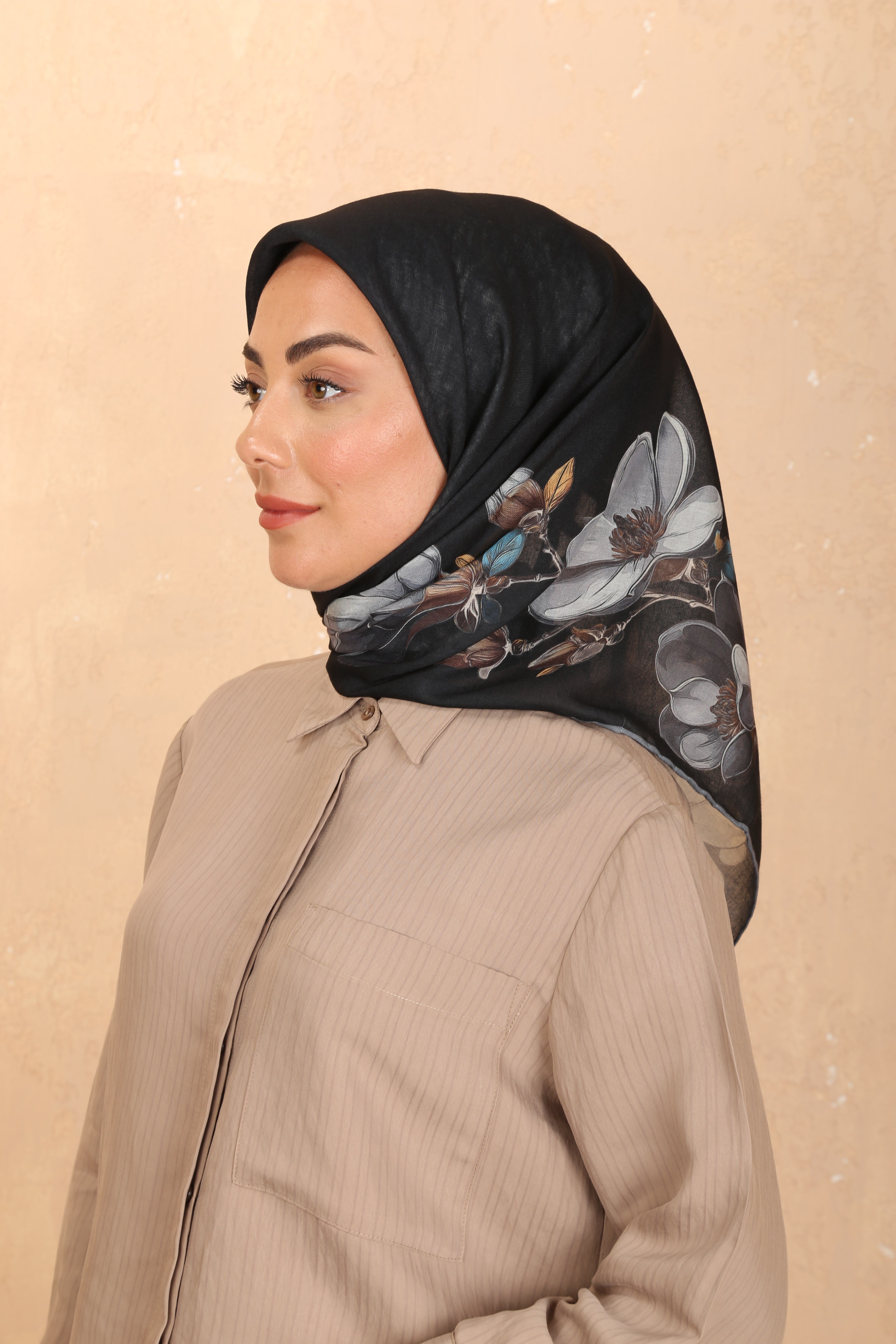 Locella Soft Pamuk Eşarp-Siyah Gri