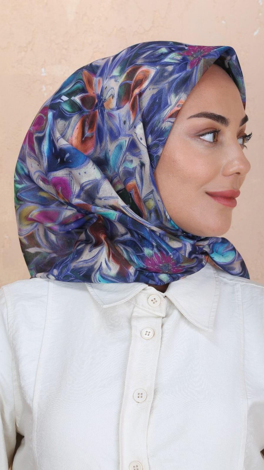 Locella Soft Pamuk Eşarp Lacivert-12