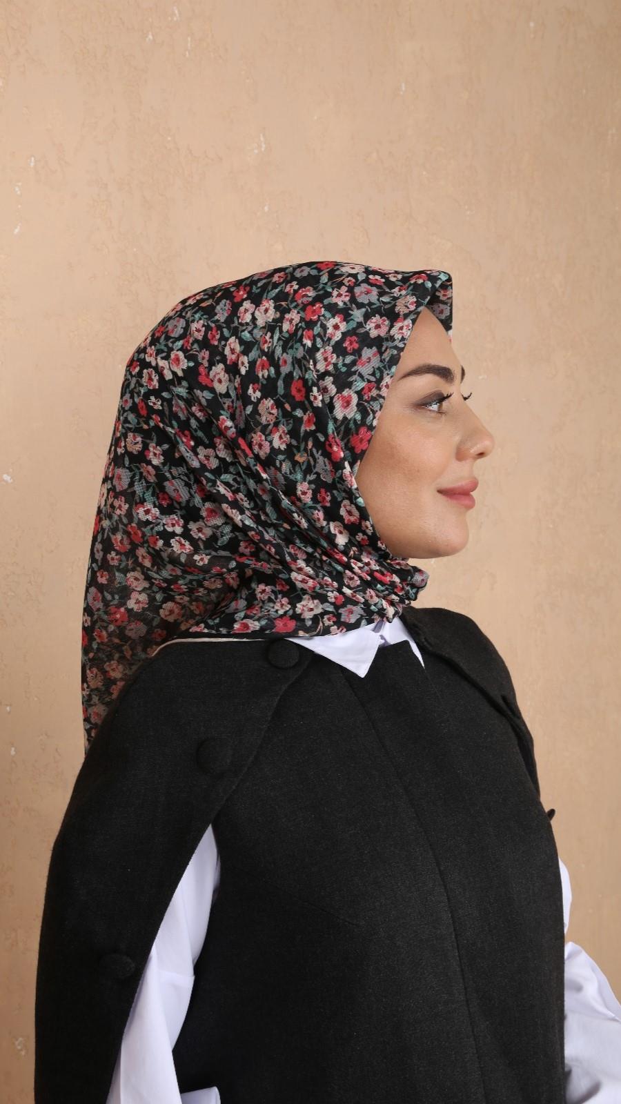 Locella Soft Pamuk Eşarp Siyah Fuşya-21