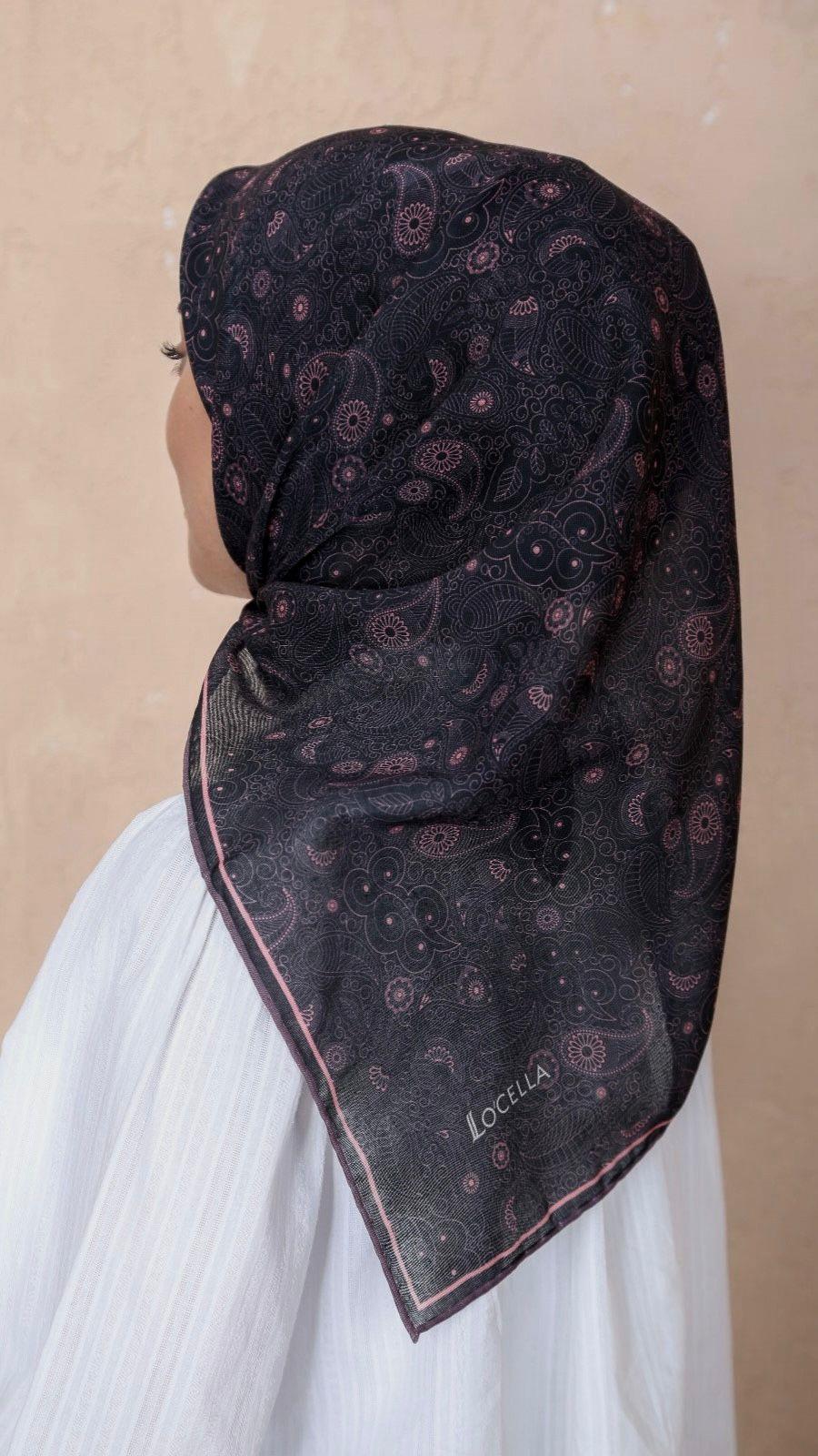 Locella Soft Pamuk Eşarp Siyah Pembe-24