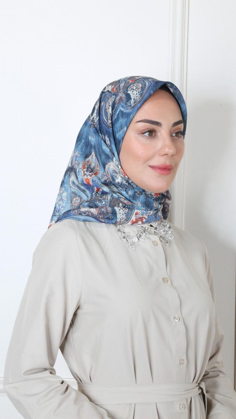 Locella Soft Pamuk Eşarp Mavi-4