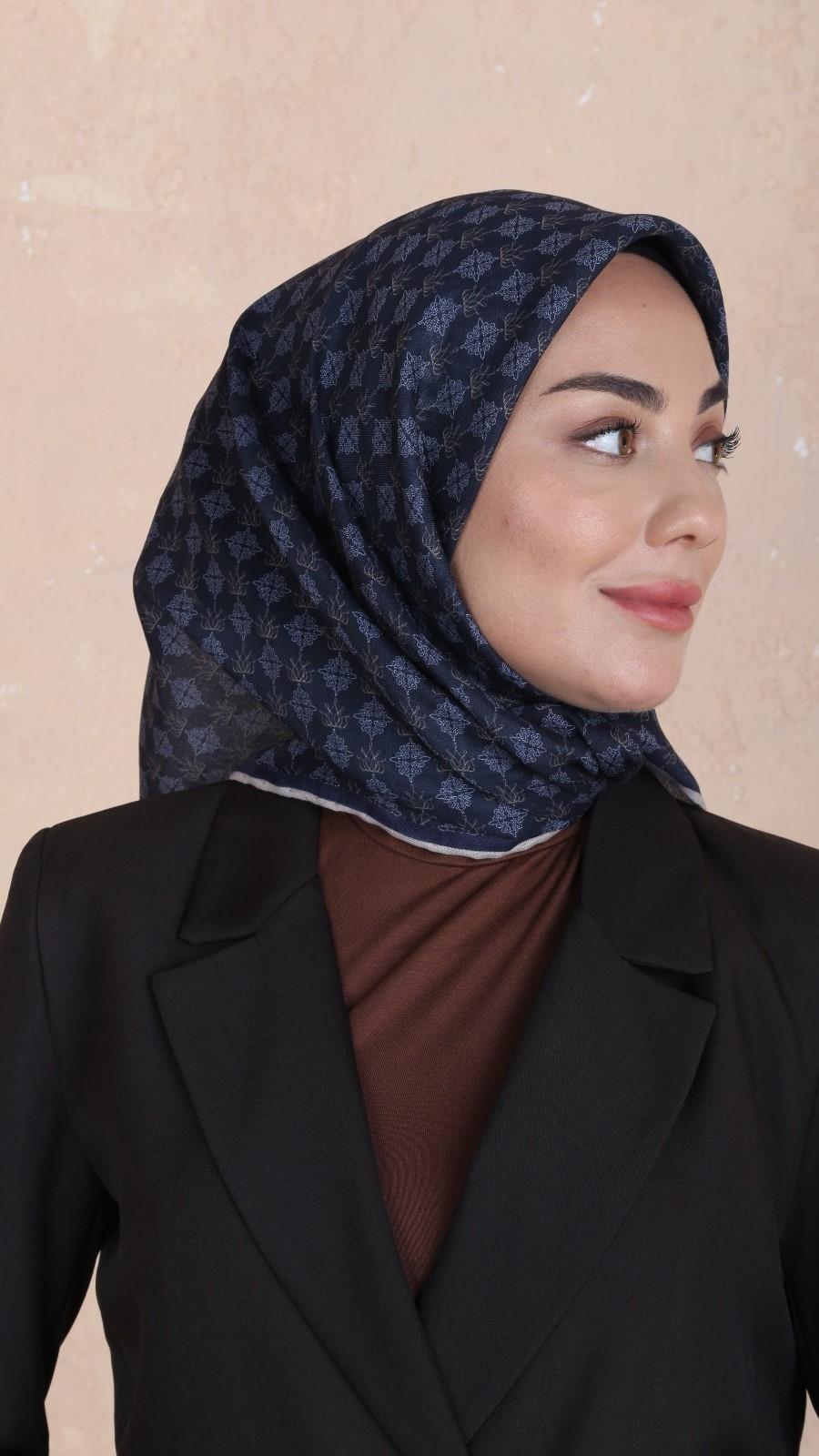 Locella Soft Pamuk Eşarp Lacivert-4