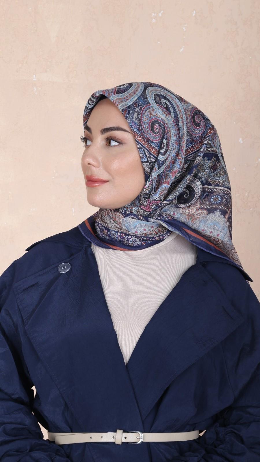 Locella Soft Pamuk Eşarp Lacivert-5