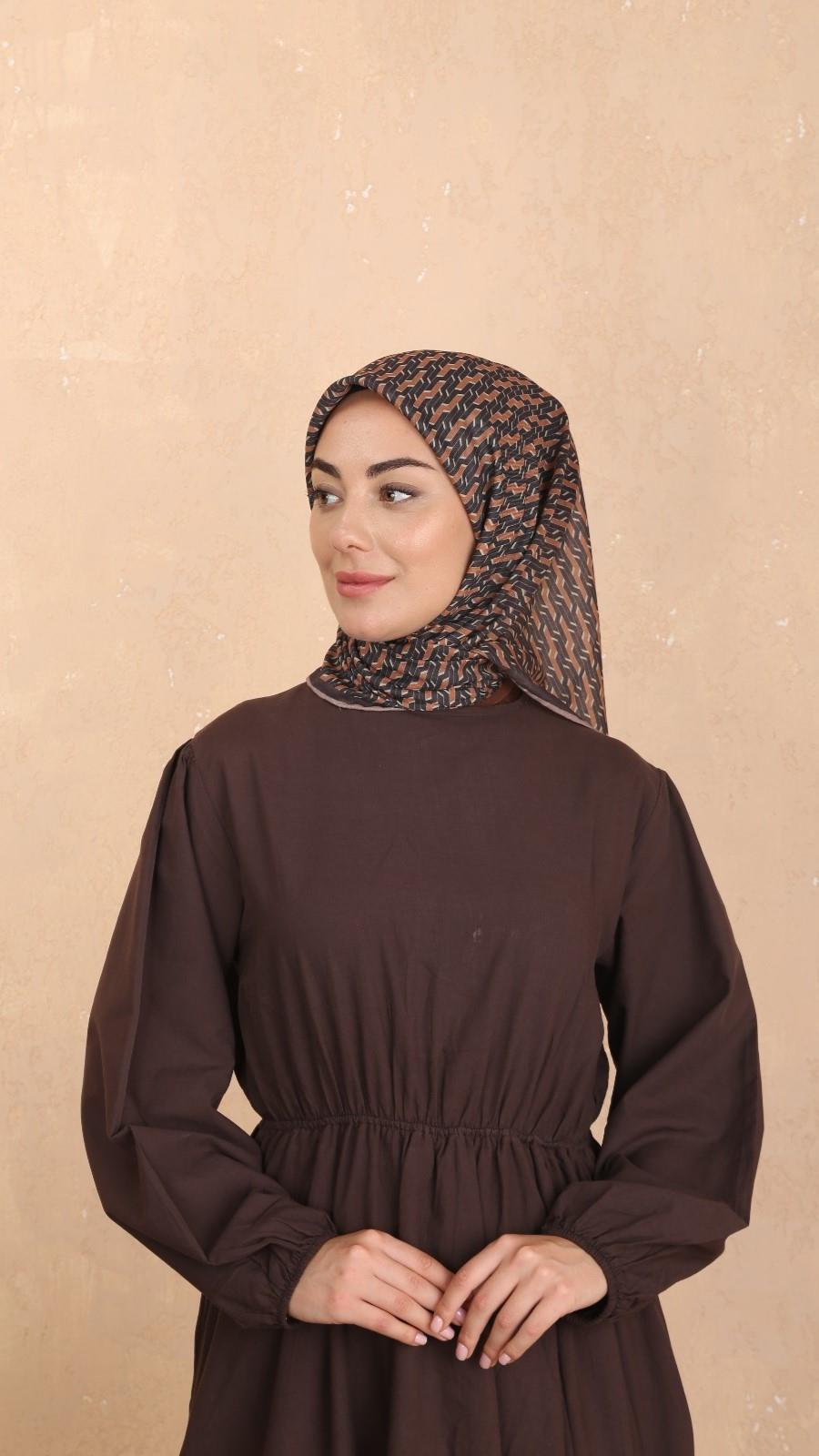 Locella Soft Pamuk Eşarp Kahve-9