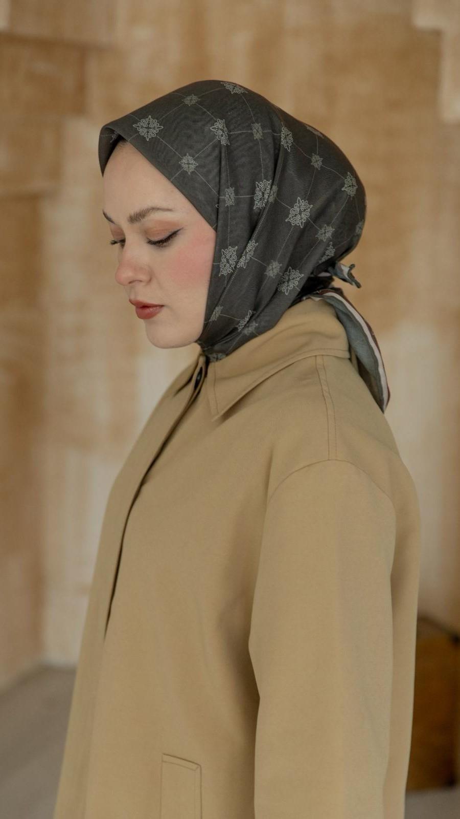 Locella Soft Pamuk Eşarp Haki Yeşil-13