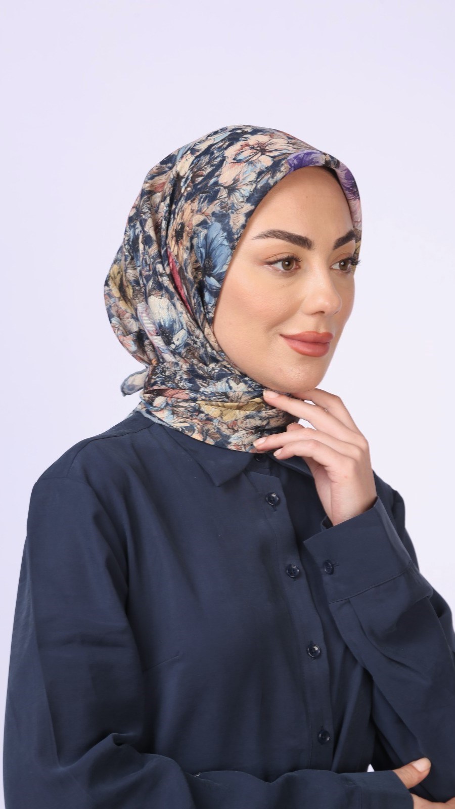 Locella Soft Pamuk Eşarp Lacivert
