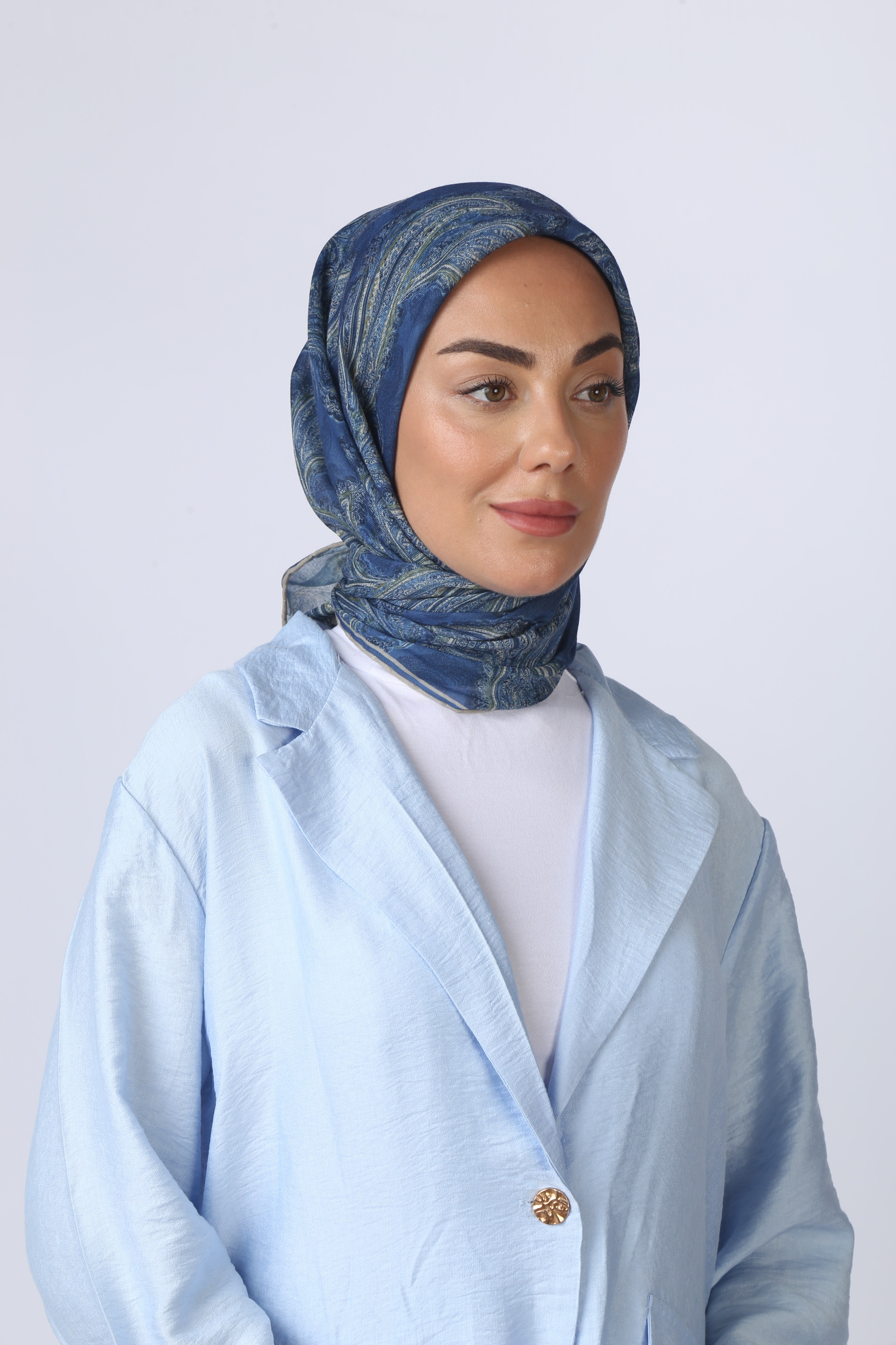 Locella Soft Pamuk Eşarp İndigo Mavi