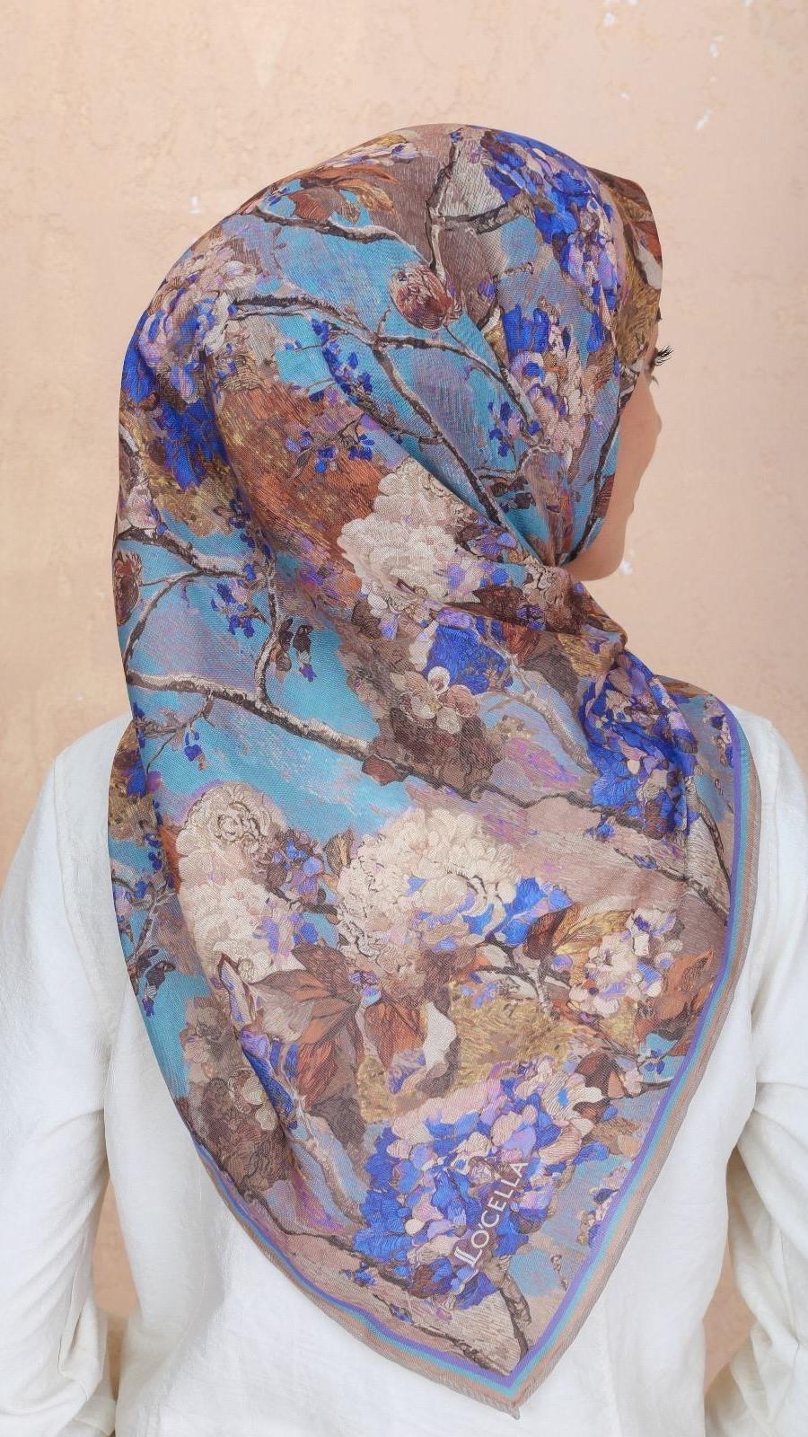 Locella Soft Pamuk Eşarp Saks-14