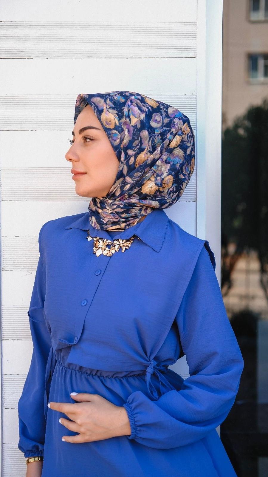 Locella Soft Pamuk Eşarp Lacivert-11