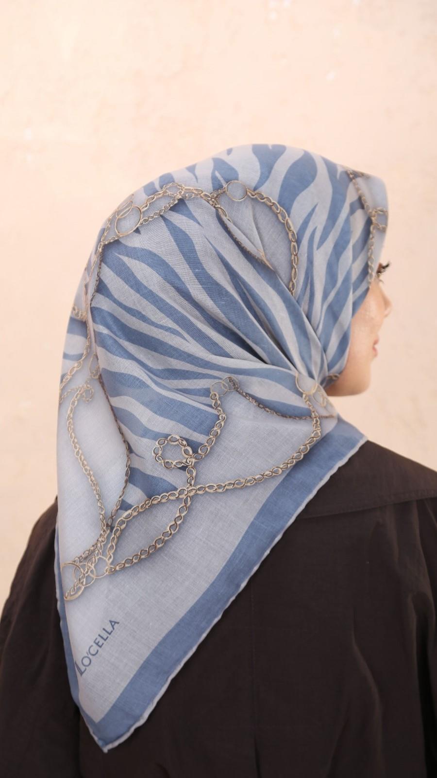 Locella Soft Pamuk Eşarp Mavi-8