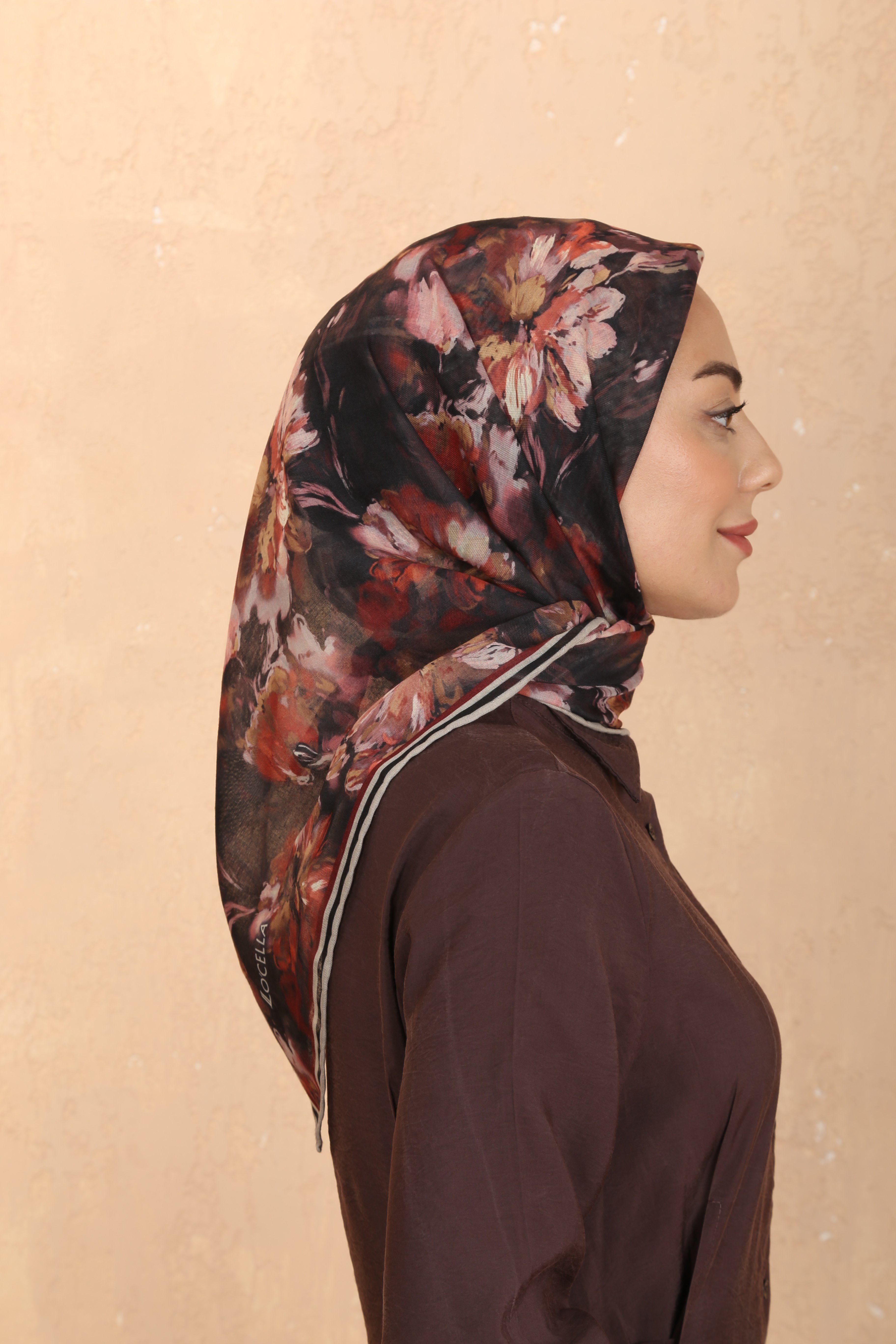 Locella Soft Pamuk Eşarp-Siyah Kırmızı