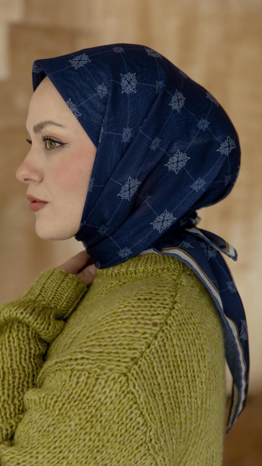 Locella Soft Pamuk Eşarp Lacivert-10