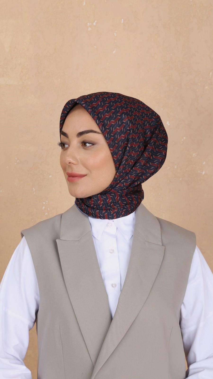 Locella Soft Pamuk Eşarp Lacivert Bordo-15
