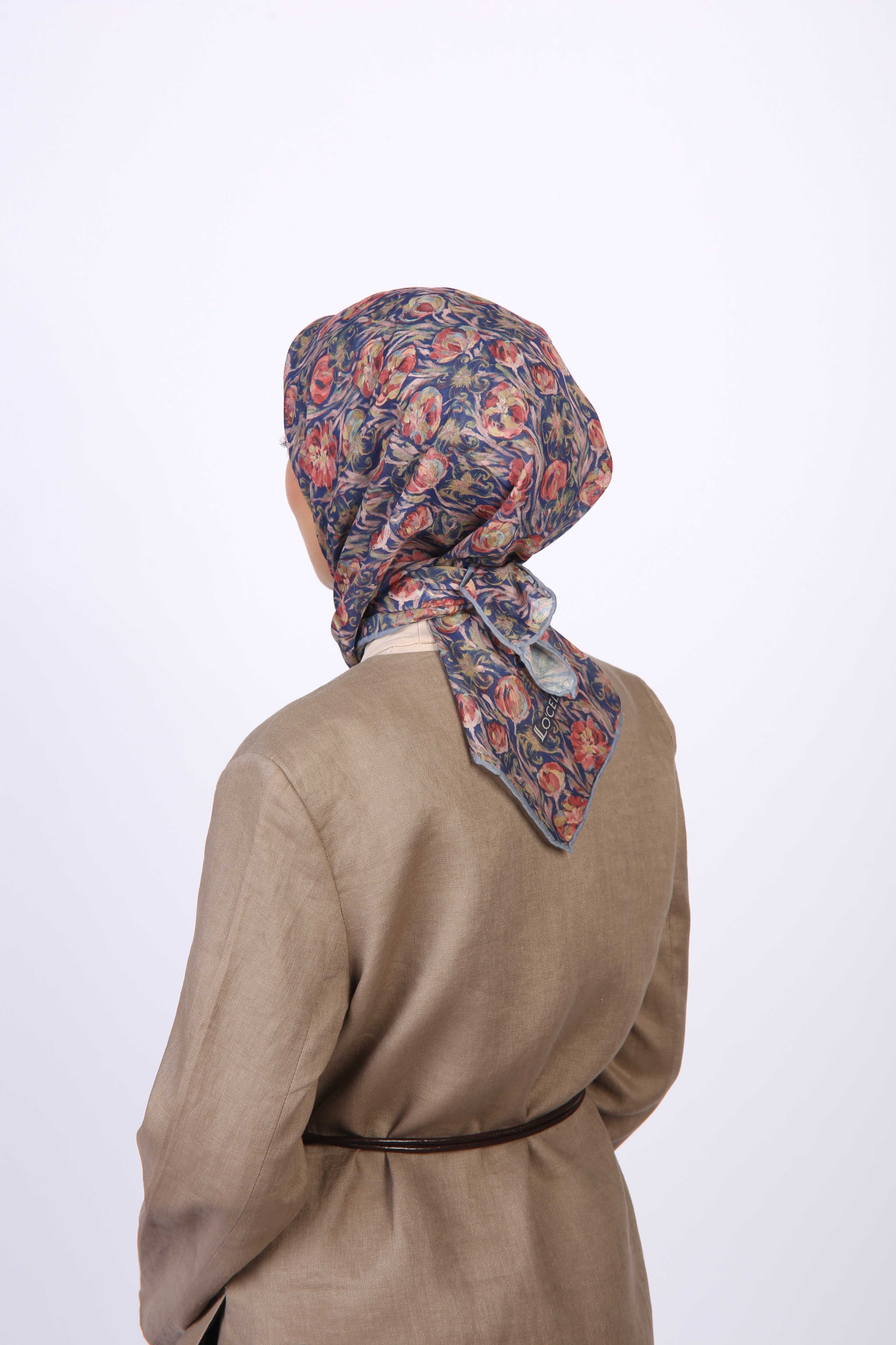 Locella Soft Pamuk Eşarp Lacivert