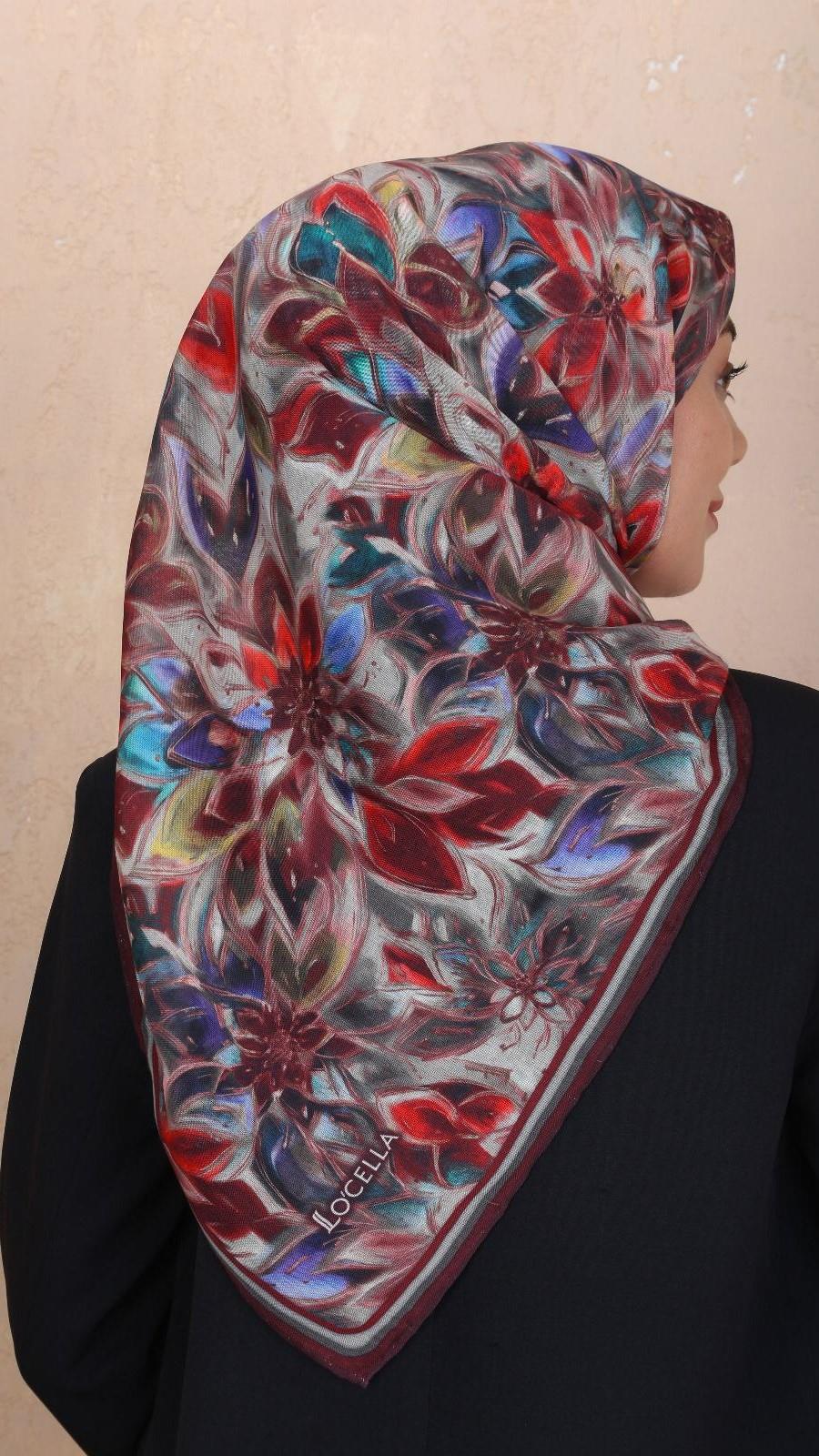 Locella Soft Pamuk Eşarp Bordo-6