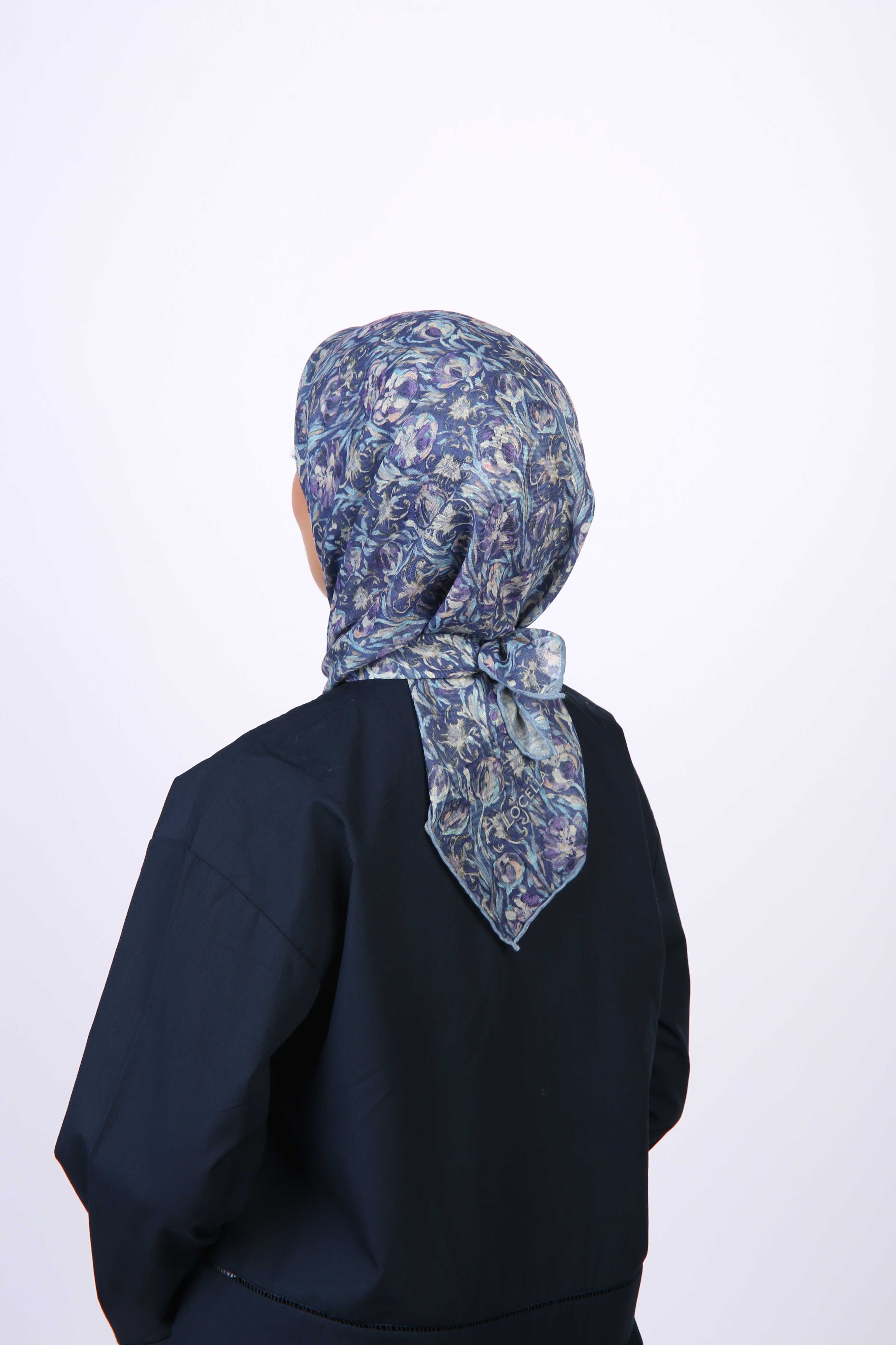 Locella Soft Pamuk Eşarp Mavi