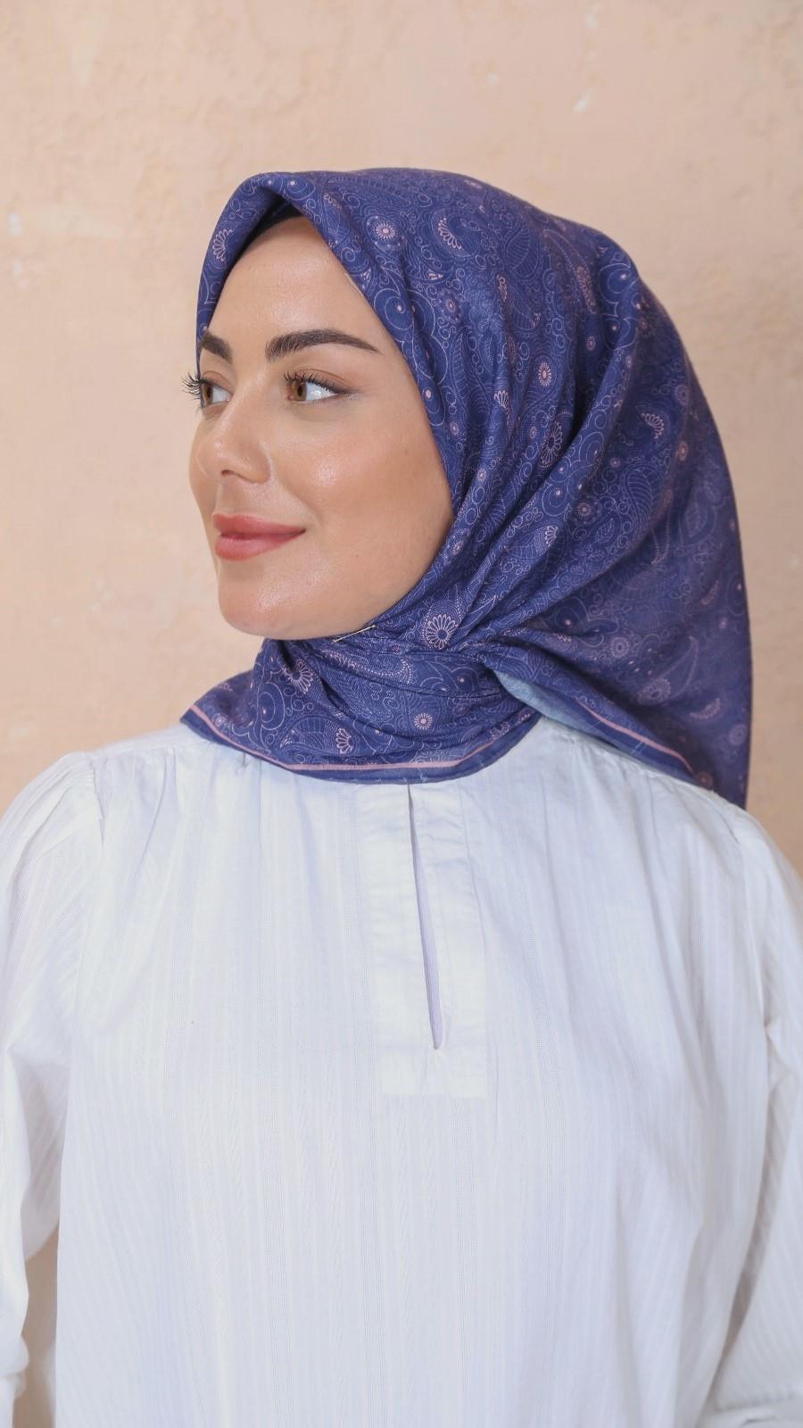 Locella Soft Pamuk Eşarp Koyu Mavi-5