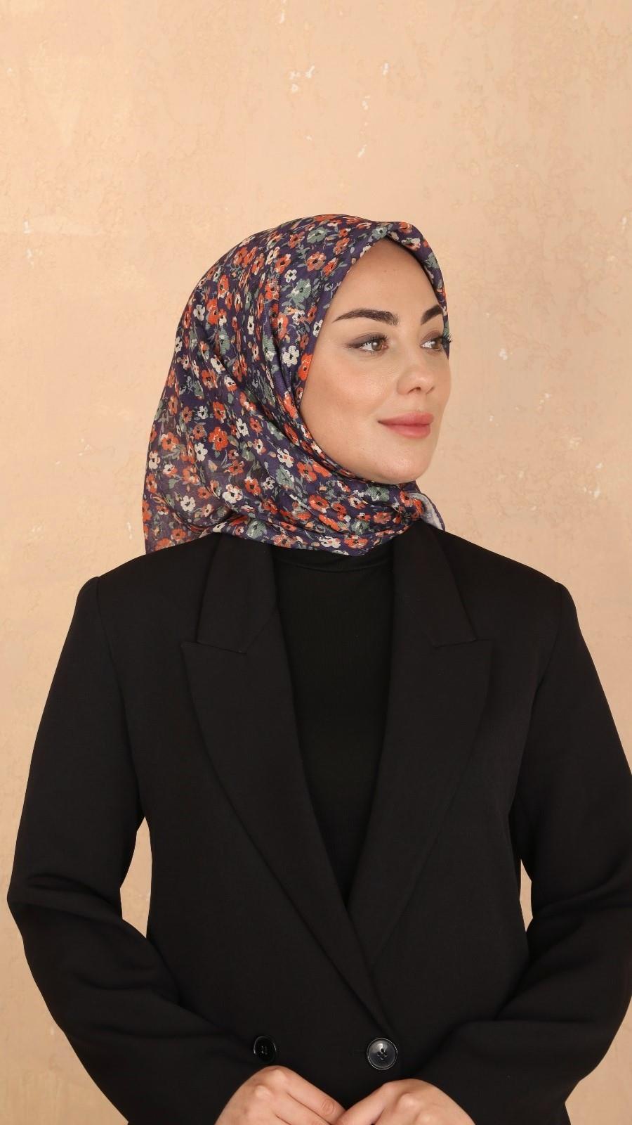 Locella Soft Pamuk Eşarp Turuncu Mor-27