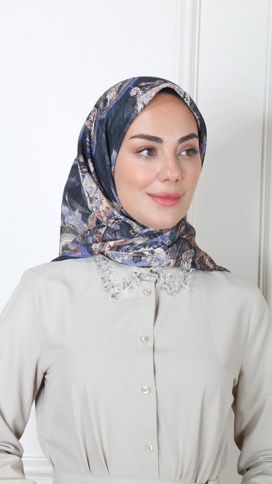 Locella Soft Pamuk Eşarp Lacivert-5