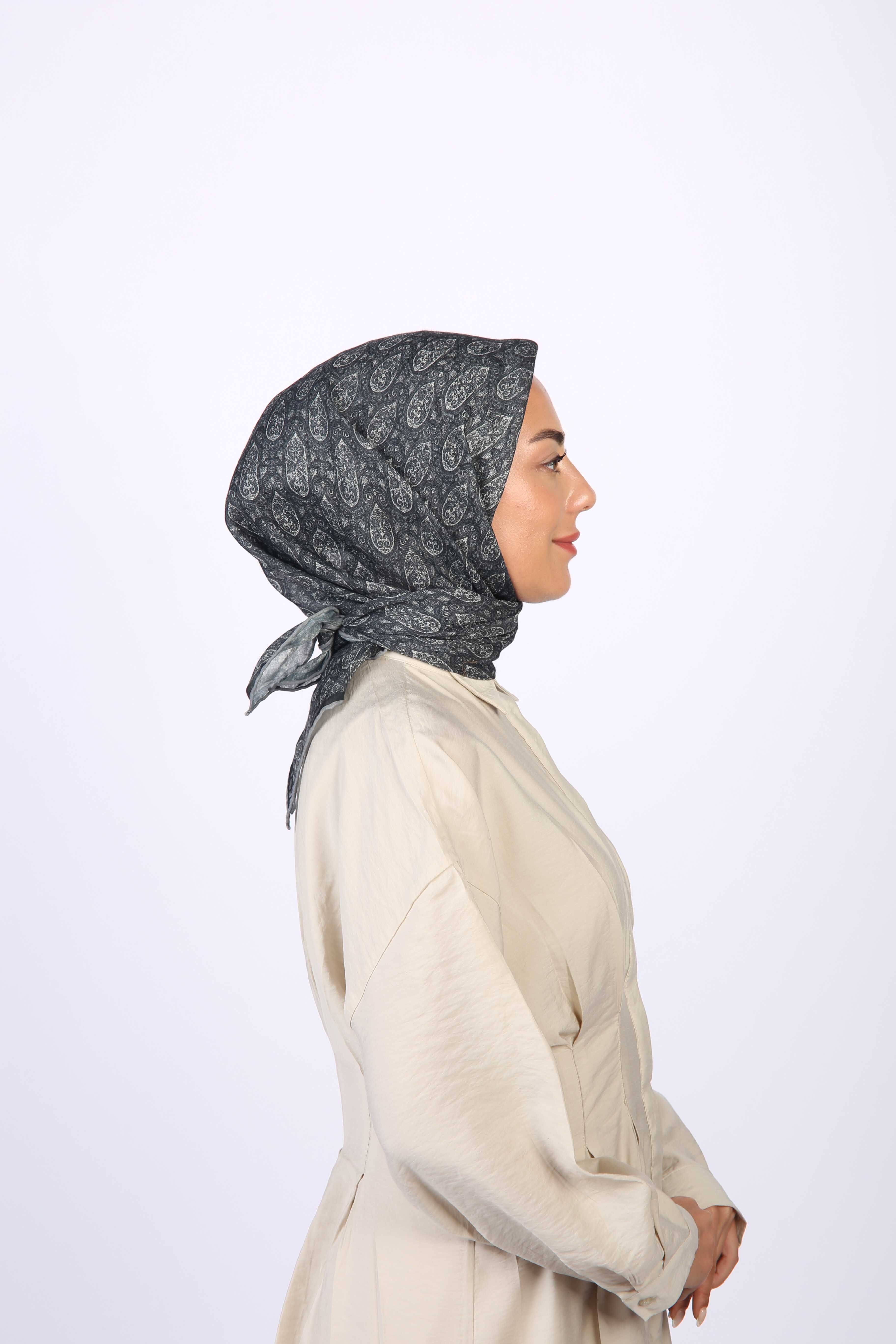 Locella Soft Pamuk Eşarp Siyah Gri
