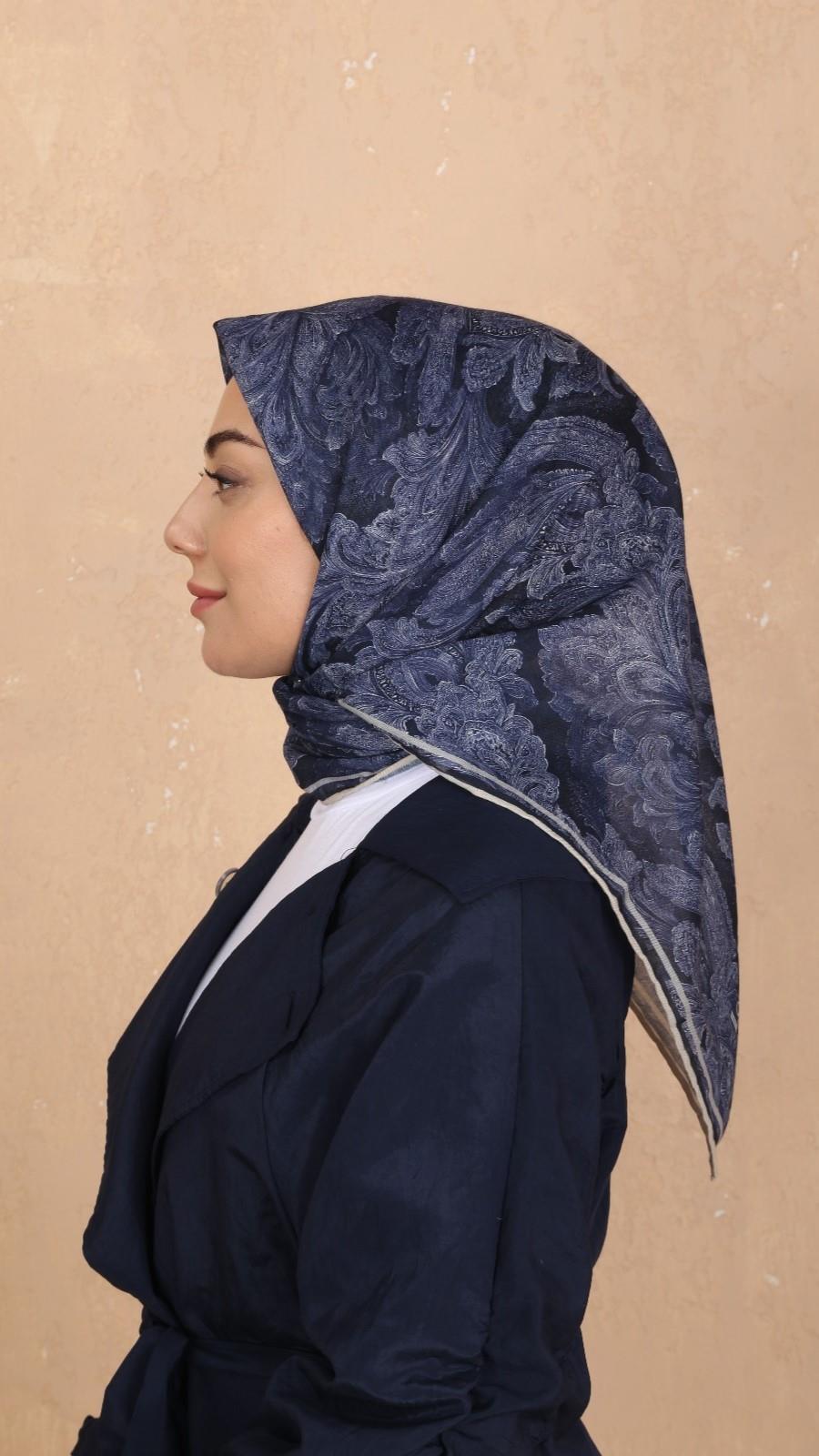 Locella Soft Pamuk Eşarp Lacivert-18