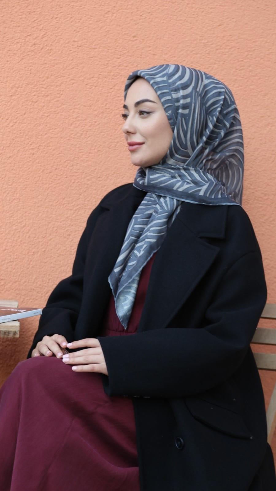 Locella Soft Pamuk Eşarp Gri-3