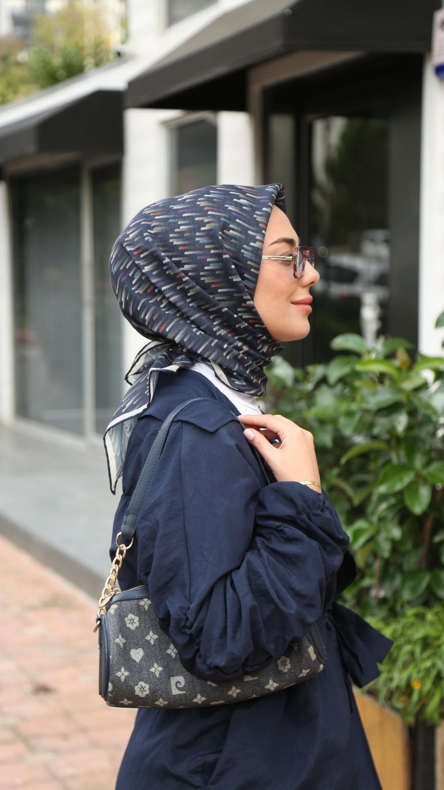 Locella Soft Pamuk Eşarp Lacivert-3