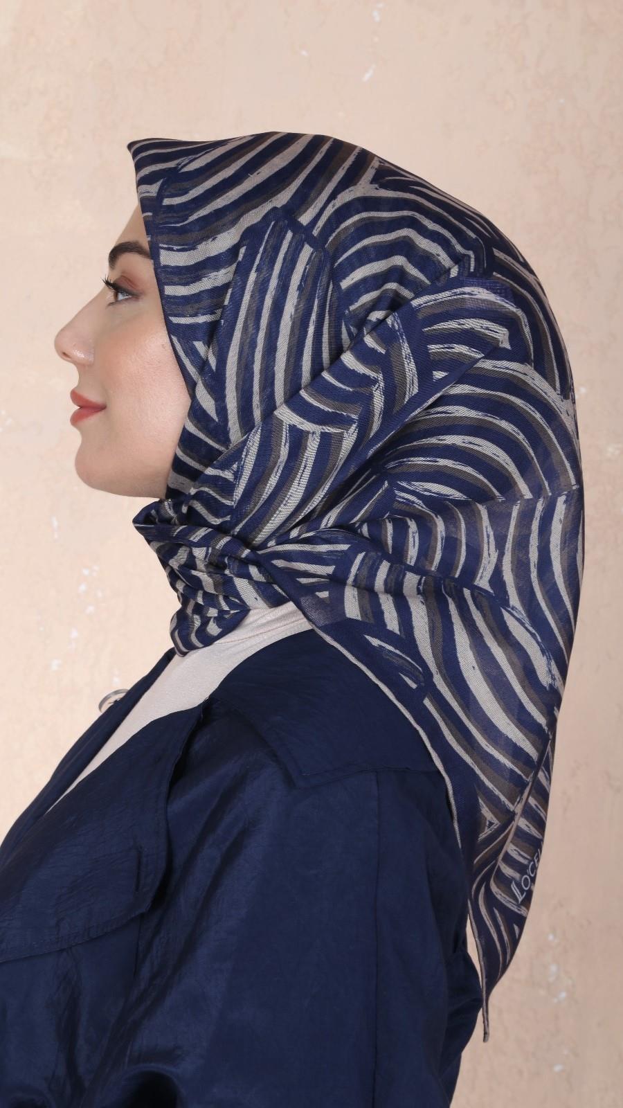 Locella Soft Pamuk Eşarp Lacivert-8