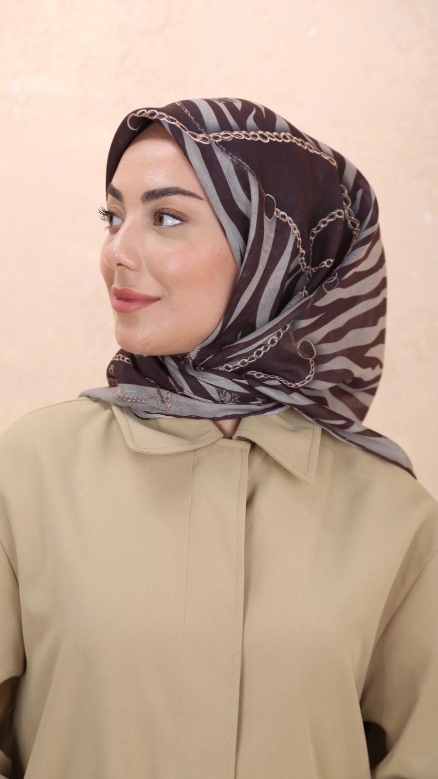 Locella Soft Pamuk Eşarp Kızıl Kahve-5