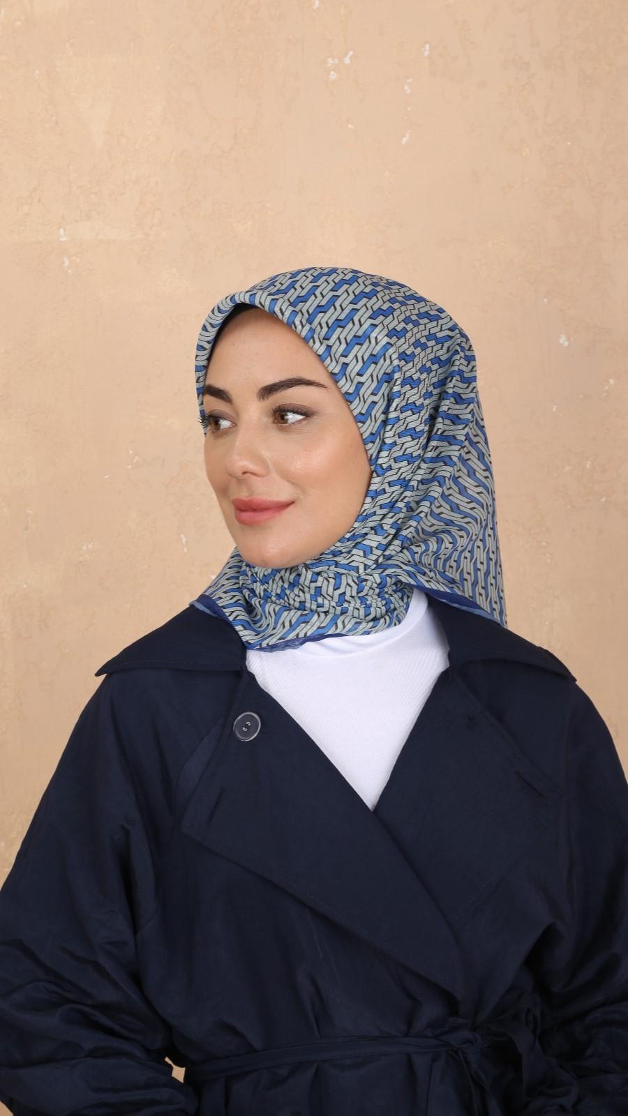 Locella Soft Pamuk Eşarp Mavi-4