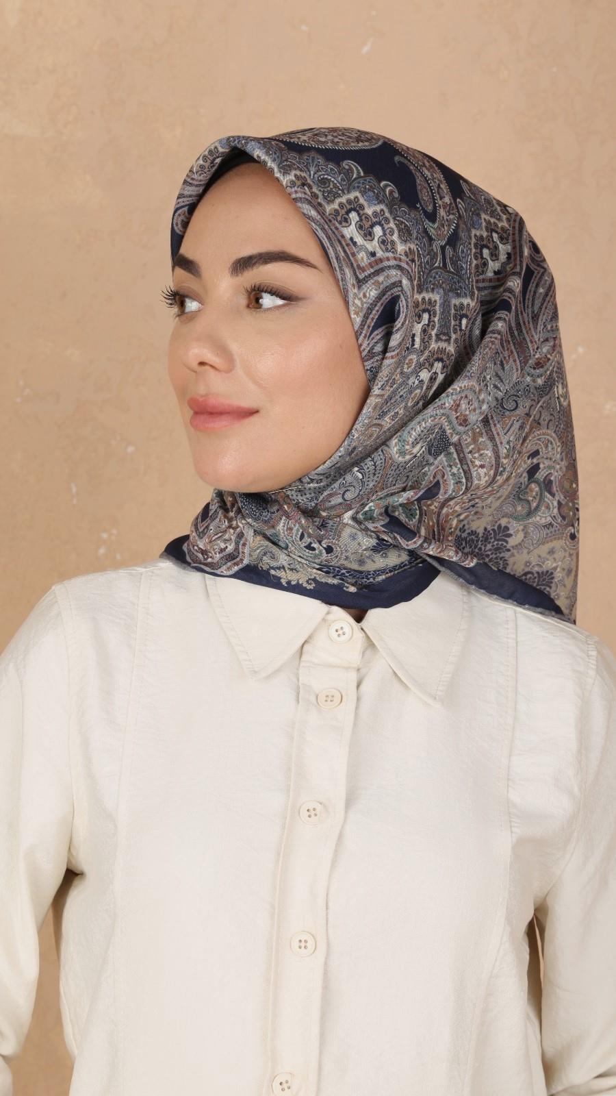 Locella Soft Pamuk Eşarp Koyu Mavi-5