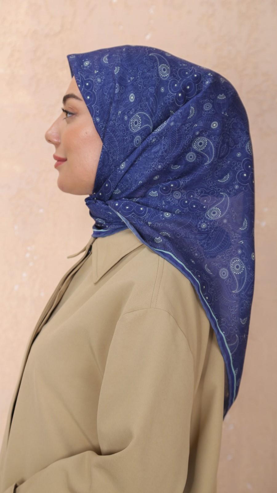 Locella Soft Pamuk Eşarp Mavi-13