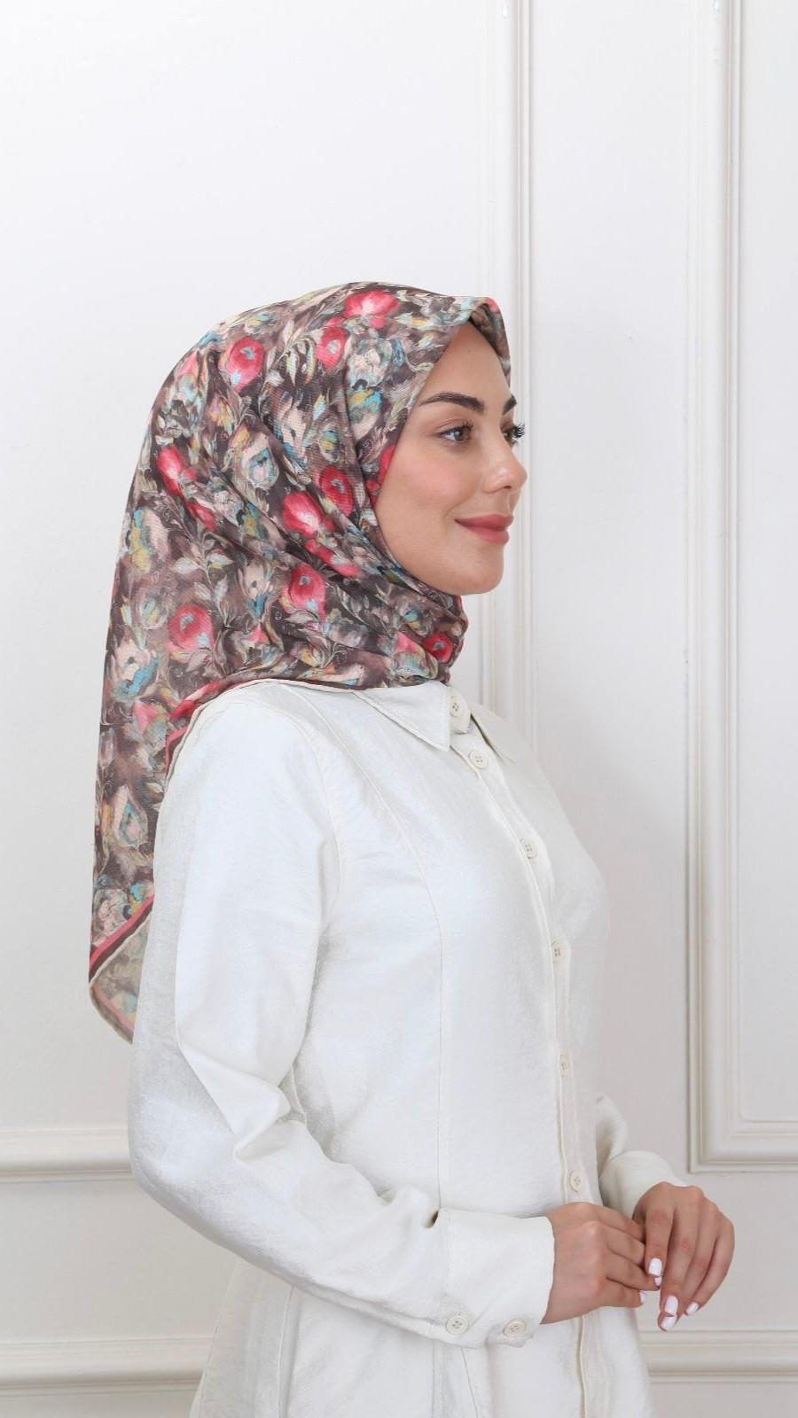 Locella Soft Pamuk Eşarp Kahve-1