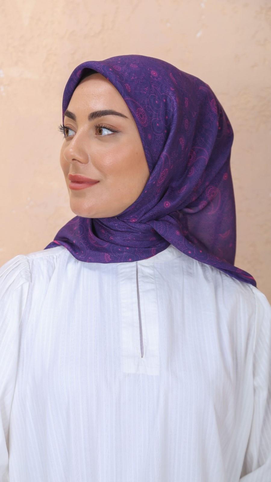 Locella Soft Pamuk Eşarp Mor-4