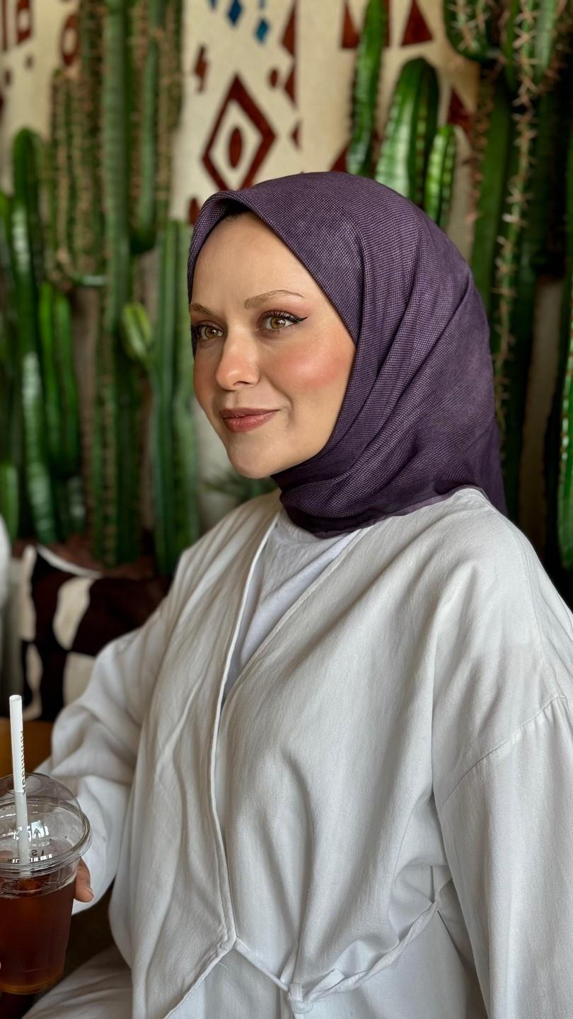Locella Soft Pamuk Eşarp Mor-5