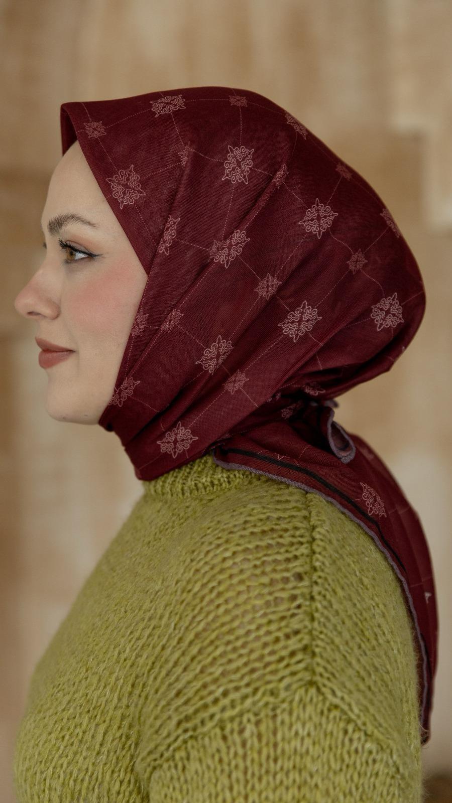 Locella Soft Pamuk Eşarp Bordo-4