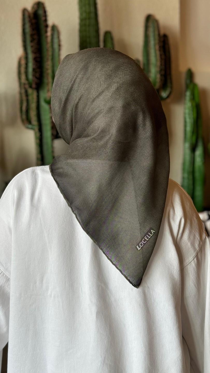 Locella Soft Pamuk Eşarp Haki Yeşil-12