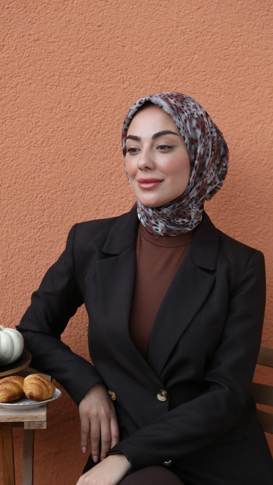 Locella Soft Pamuk Eşarp Kahve-5