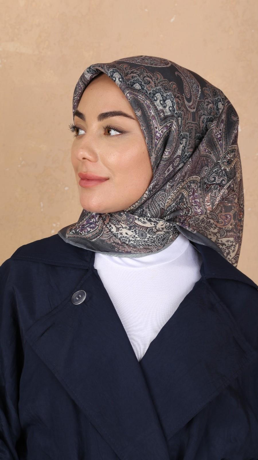 Locella Soft Pamuk Eşarp Gri-4