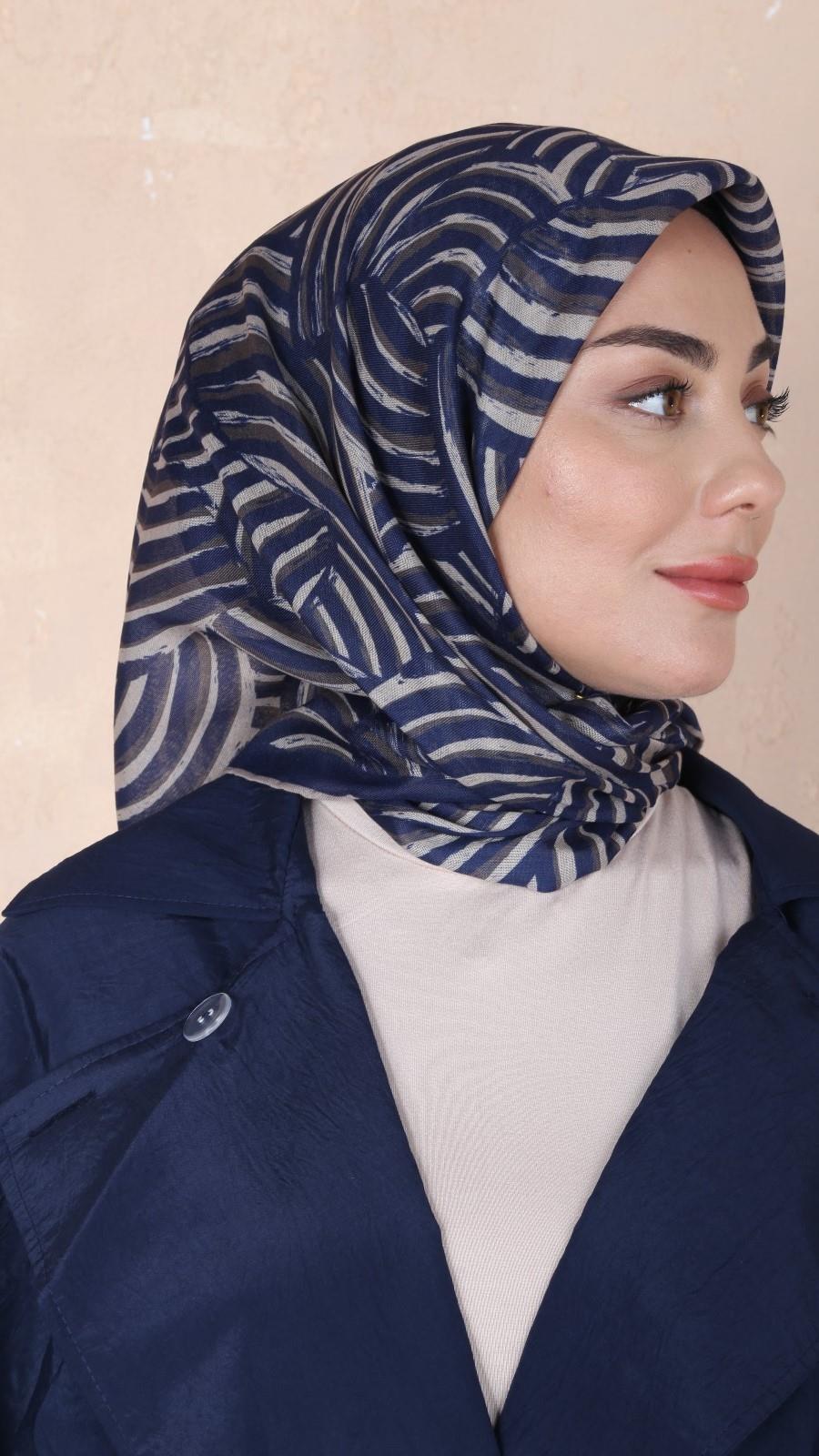 Locella Soft Pamuk Eşarp Lacivert-8