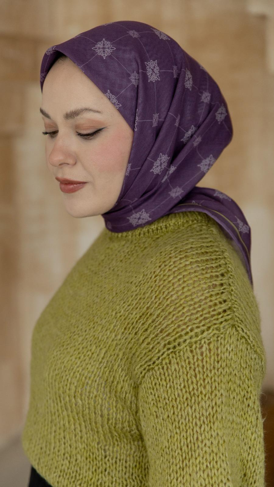 Locella Soft Pamuk Eşarp Mor-6
